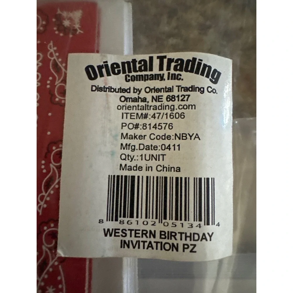 Oriental Trading Western Birthday Invitation Cowboy Sheriff Red Bandana 24 ct